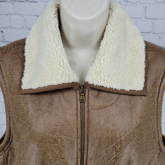 Lauren Ralph Lauren Brown Soft Shell Faux Fur Lined Full Zip Vest Jacket Size XL - Picture 6 of 12